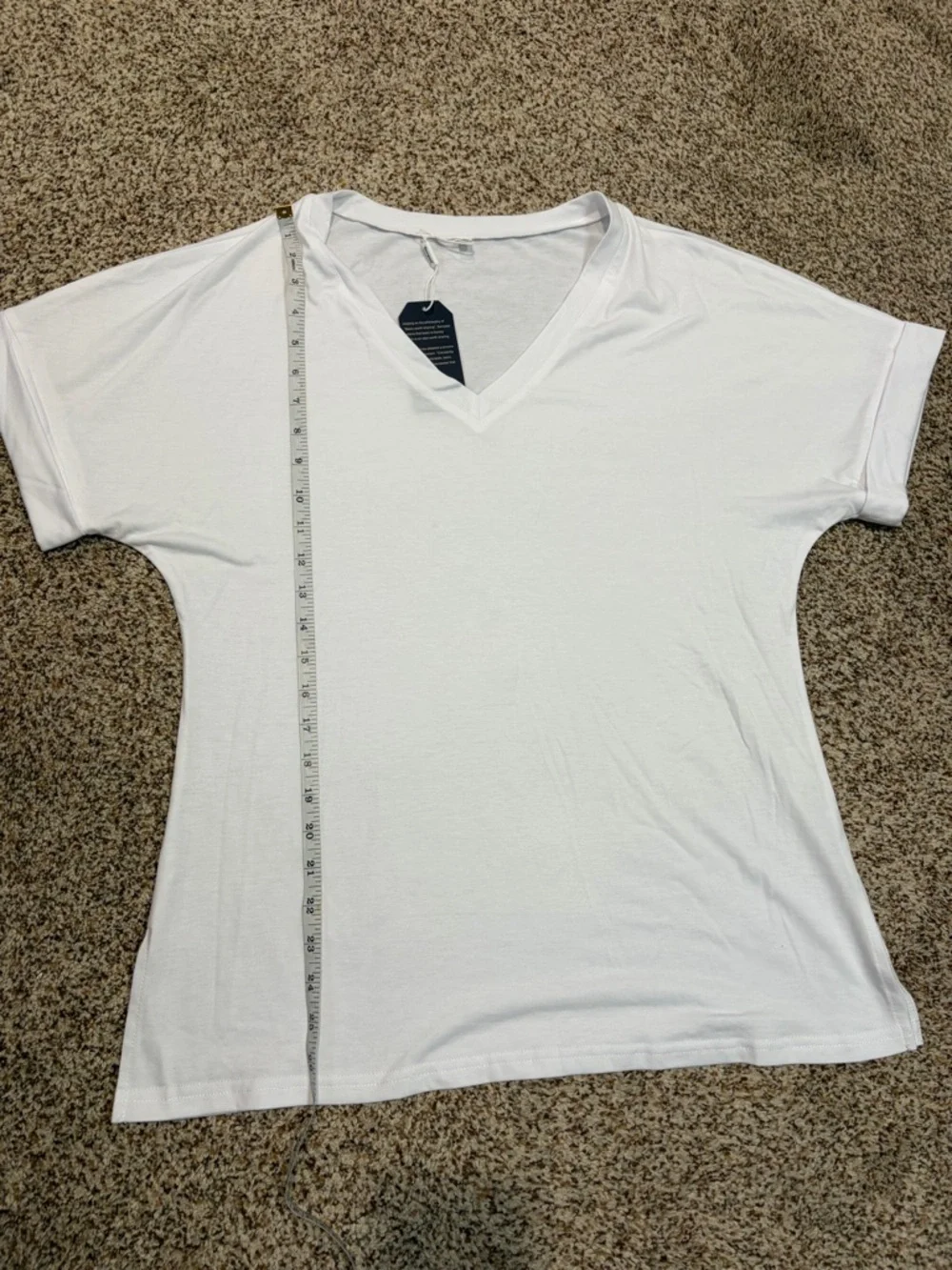 Sample White V-Neck Short Sleeve Tee - Casual Everyday Top - Picture 7 of 11